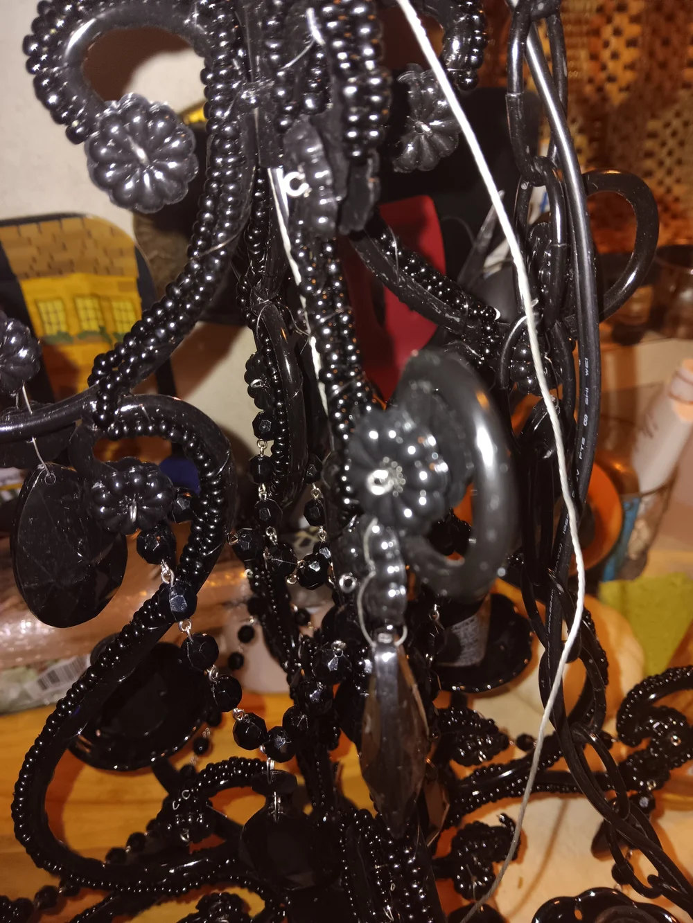Black Beaded Mini Chandelier